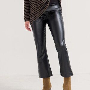 Hatch Black Leather Cropped Pants